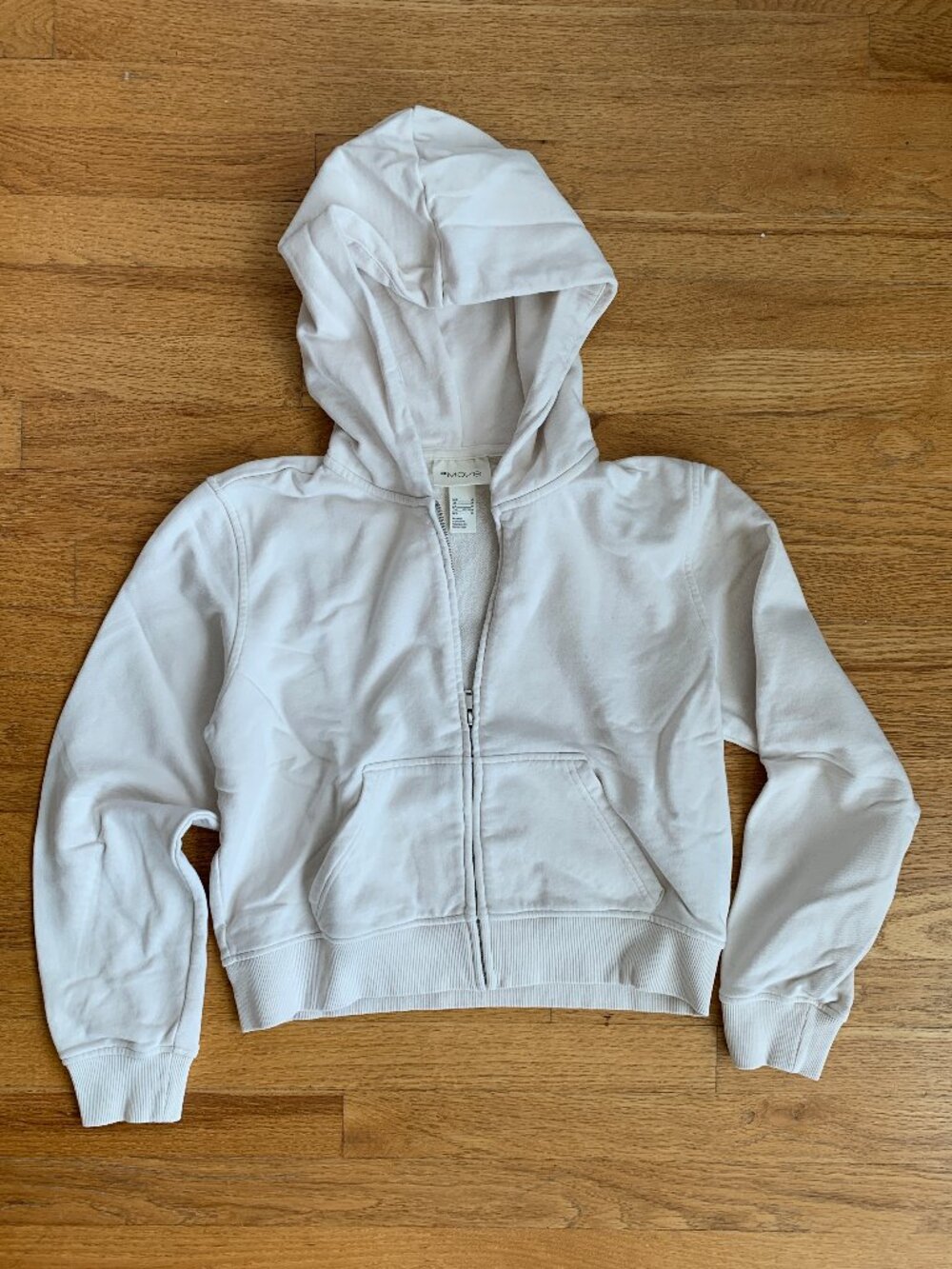 Like New M 100% Cotton H&M Crop Zip-up Hoodie Jacket / Sweater, Cream / Beige